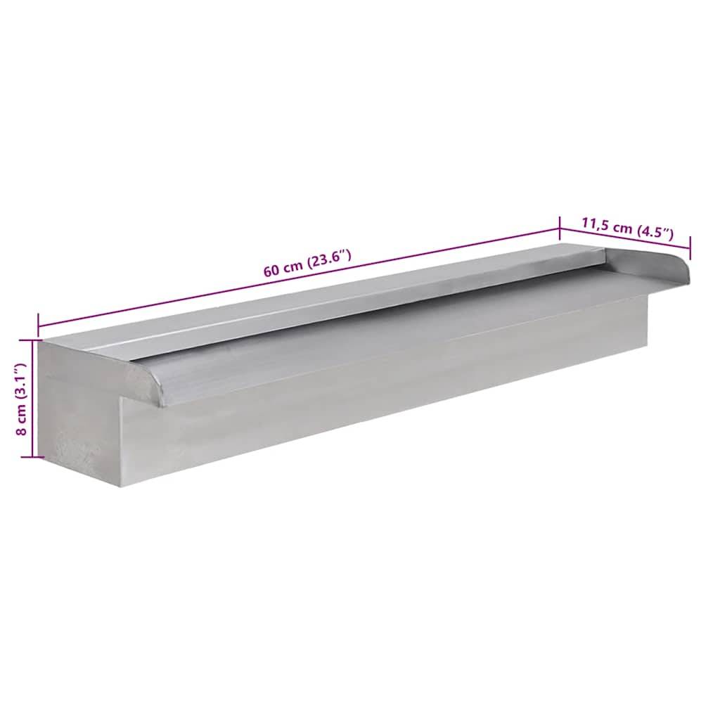 vidaXL Pool-Wasserfall Fontäne Rechteckig Edelstahl 60 cm
