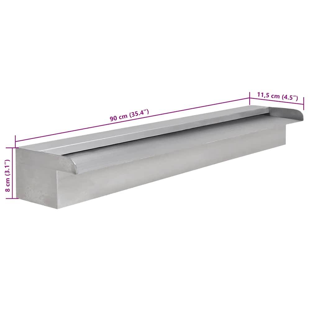 vidaXL Pool-Wasserfall Fontäne Rechteckig Edelstahl 90 cm