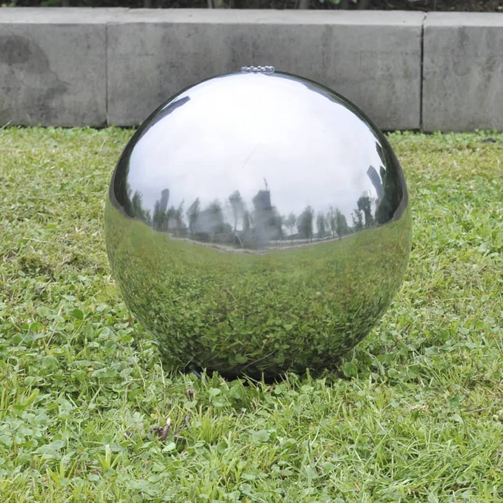 vidaXL Garten-Springbrunnen Sphäre mit LEDs Edelstahl 20 cm