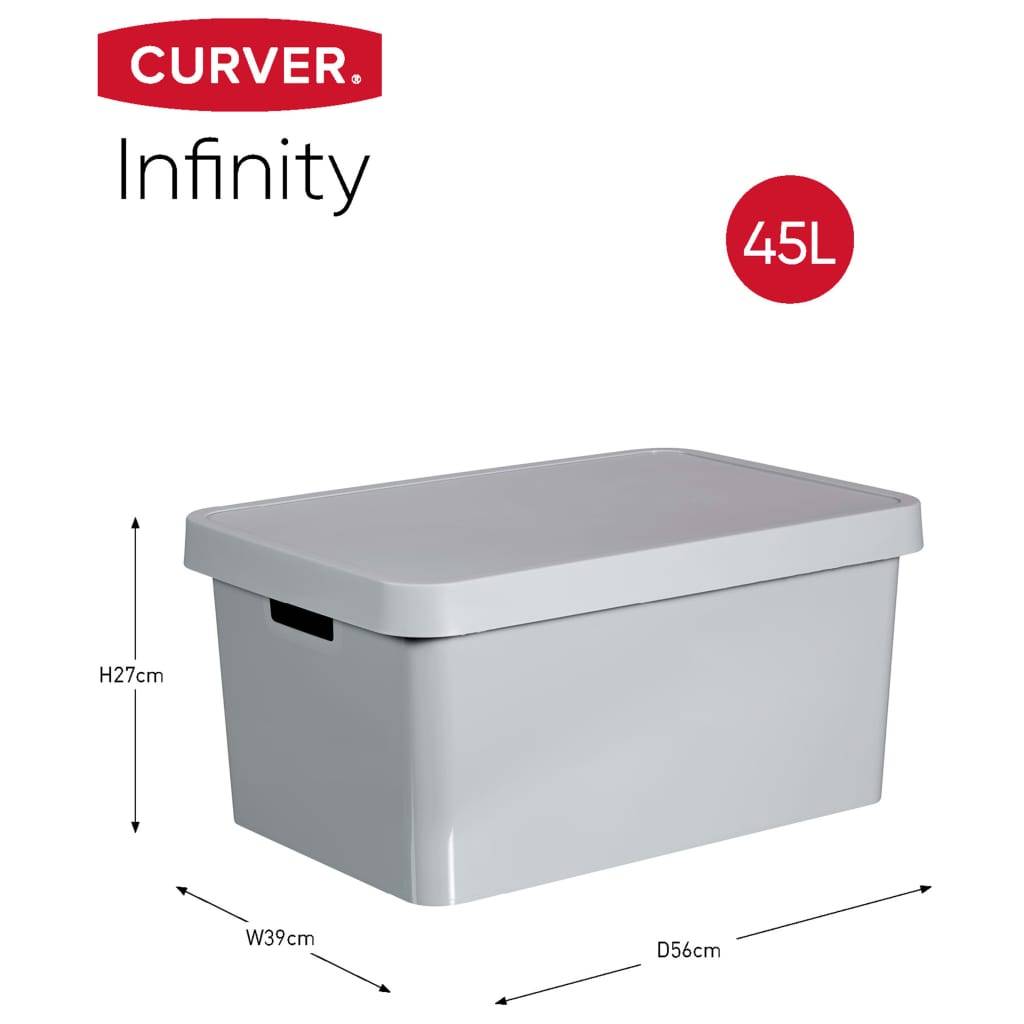 Curver Infinity Aufbewahrungsbox mit Deckel 3 Stk. 45 L Grau 240659