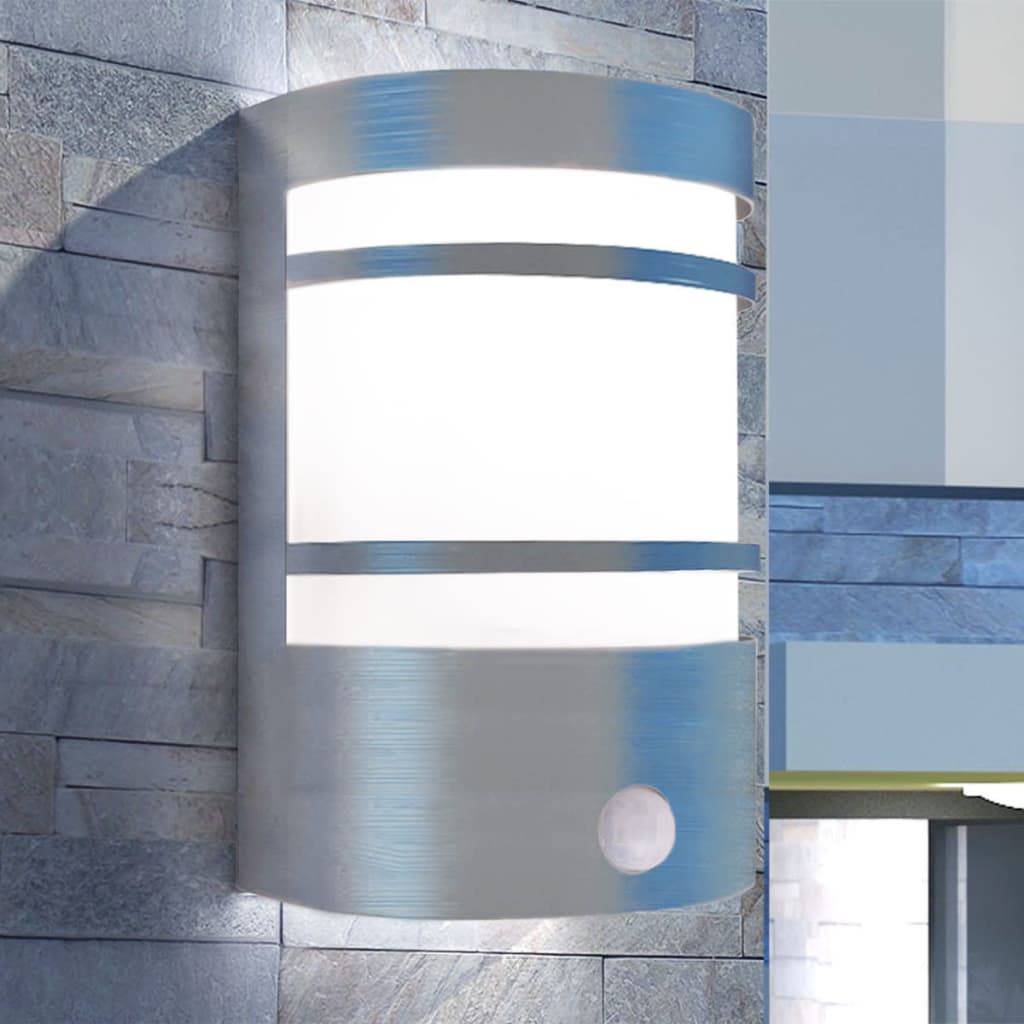 vidaXL Außenwandlampe mit Sensor Edelstahl