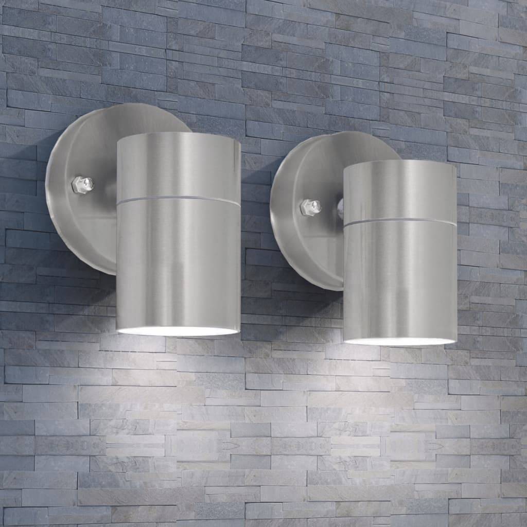 vidaXL Outdoor LED-Wandleuchten 2 Stk. Edelstahl Abwärtsstrahlend