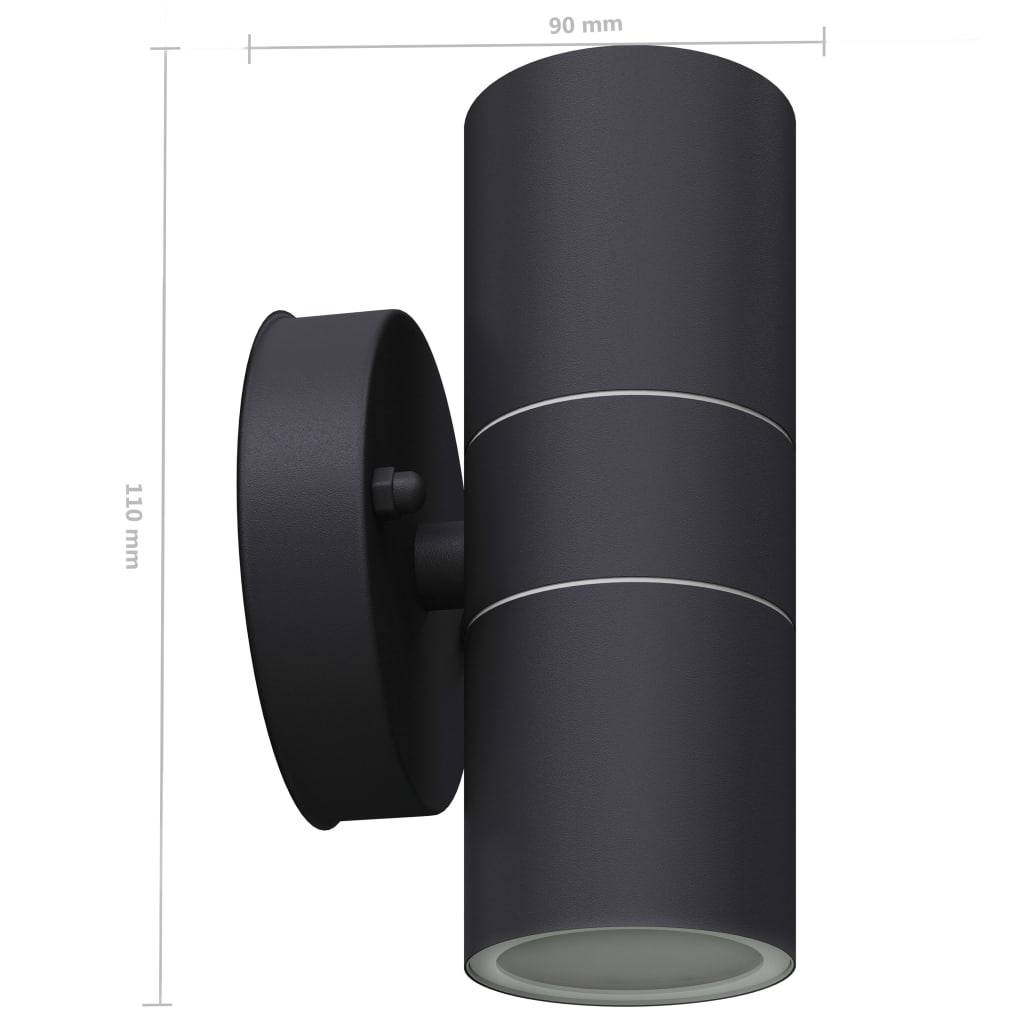 vidaXL LED Außenwandleuchten 2 Stk. Edelstahl Auf-/Abwärts