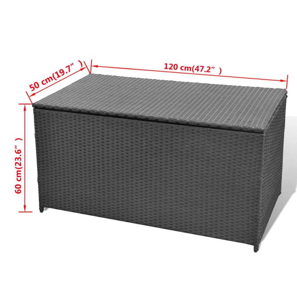 vidaXL Garten-Auflagenbox Schwarz 120x50x60 cm Poly Rattan