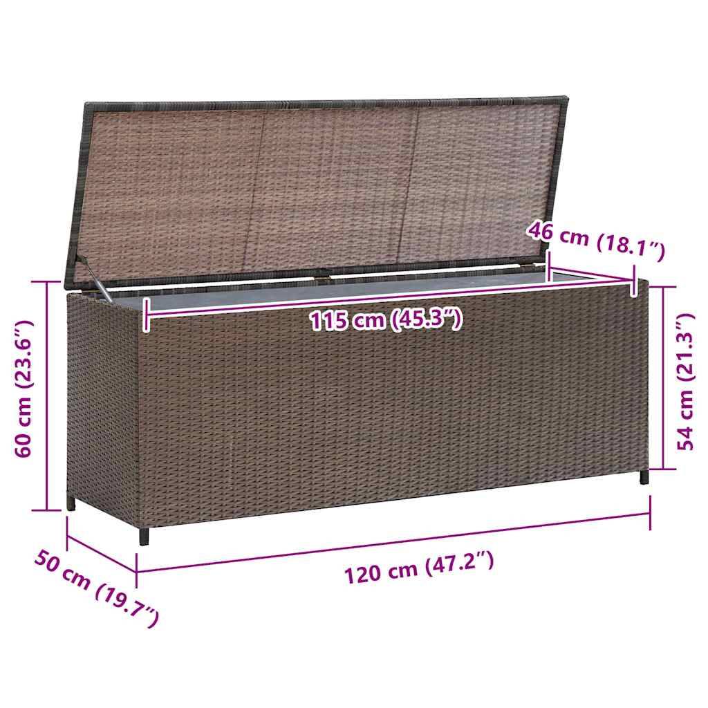 vidaXL Garten-Auflagenbox Braun 120x50x60 cm Poly Rattan