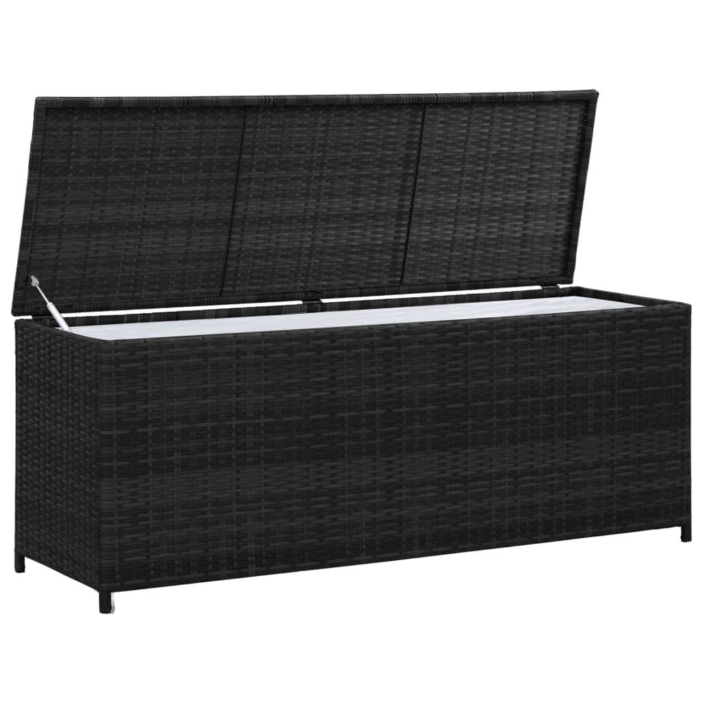 vidaXL Garden-Auflagenbox Schwarz 150x50x60 cm Poly Rattan