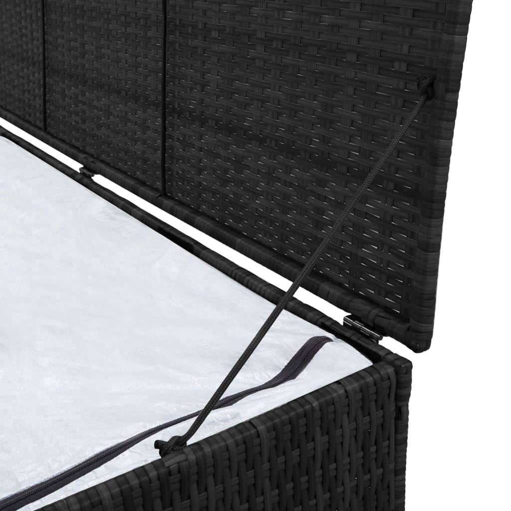 vidaXL Garden-Auflagenbox Schwarz 150x50x60 cm Poly Rattan