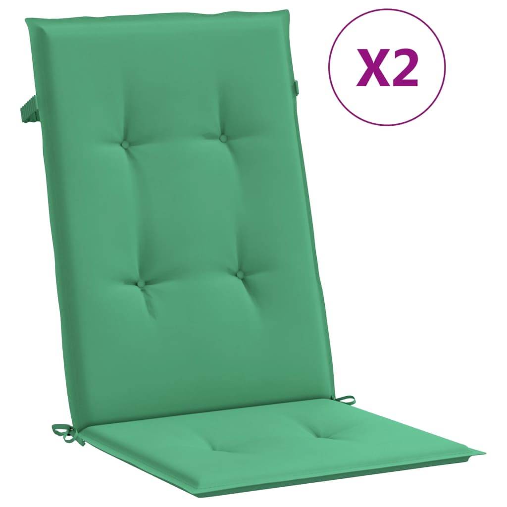 vidaXL Gartenstuhlauflagen für Hochlehner 2 Stk. Grün 120x50x3cm Stoff