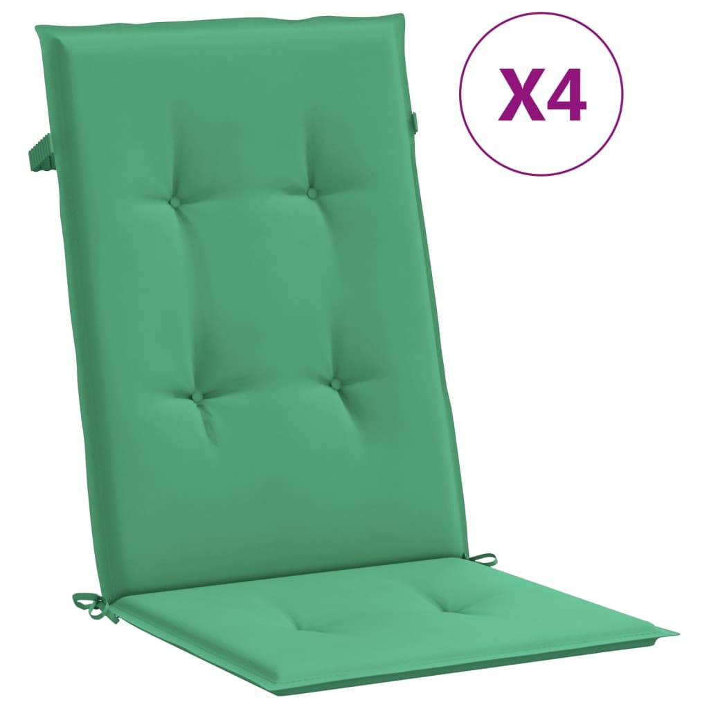 vidaXL Gartenstuhlauflagen für Hochlehner 4 Stk. Grün 120x50x3cm Stoff