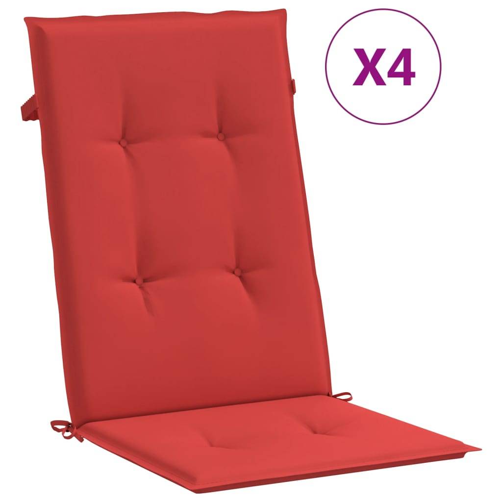 vidaXL Gartenstuhlauflagen für Hochlehner 4 Stk. Rot 120x50x3 cm Stoff