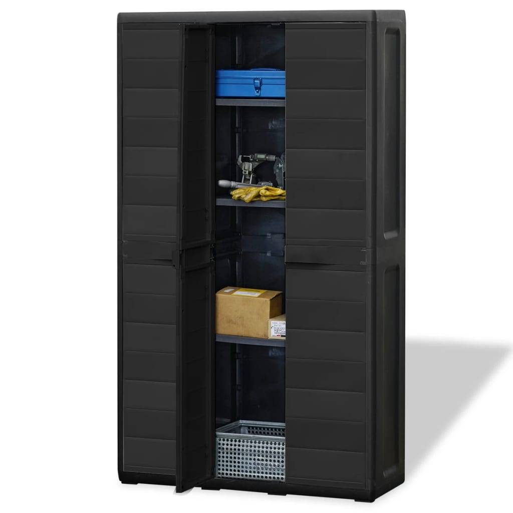 vidaXL Gartenschrank mit 4 Regalen Schwarz