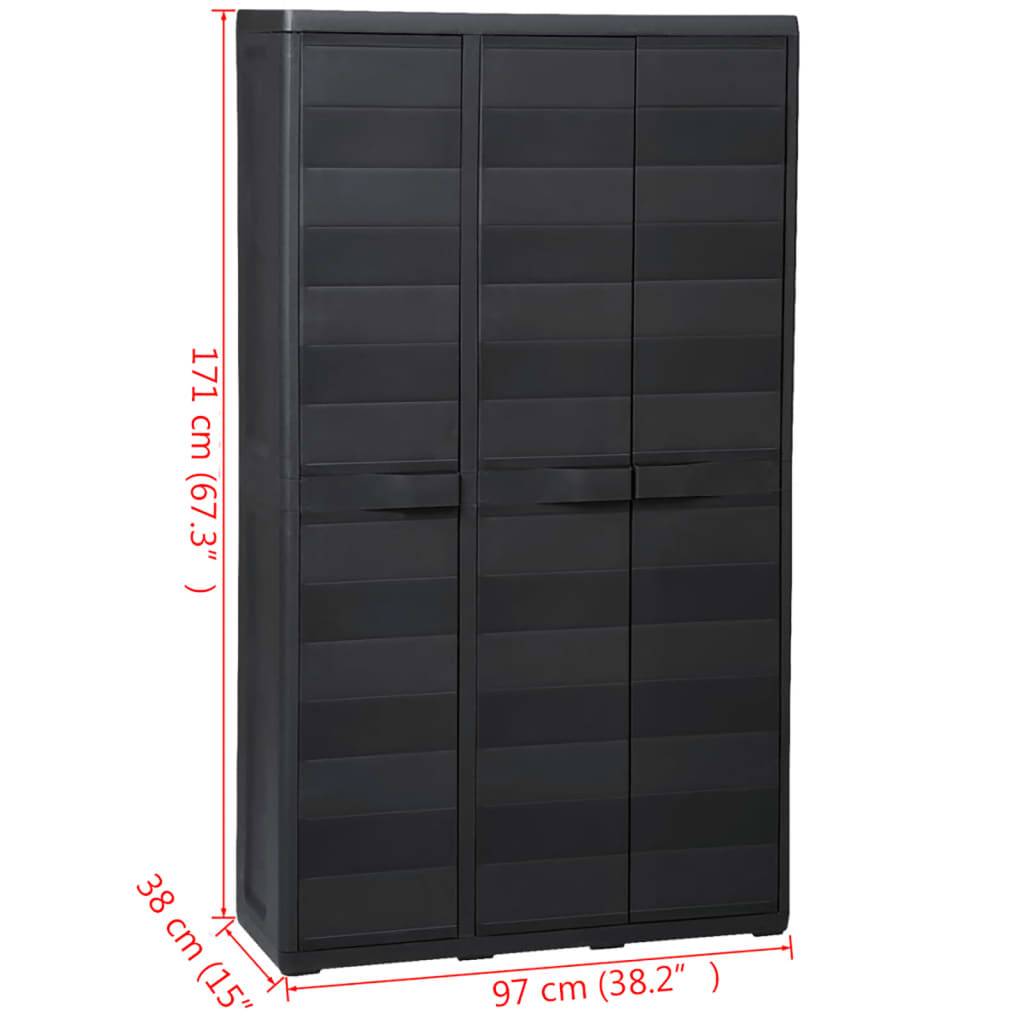 vidaXL Gartenschrank mit 4 Regalen Schwarz
