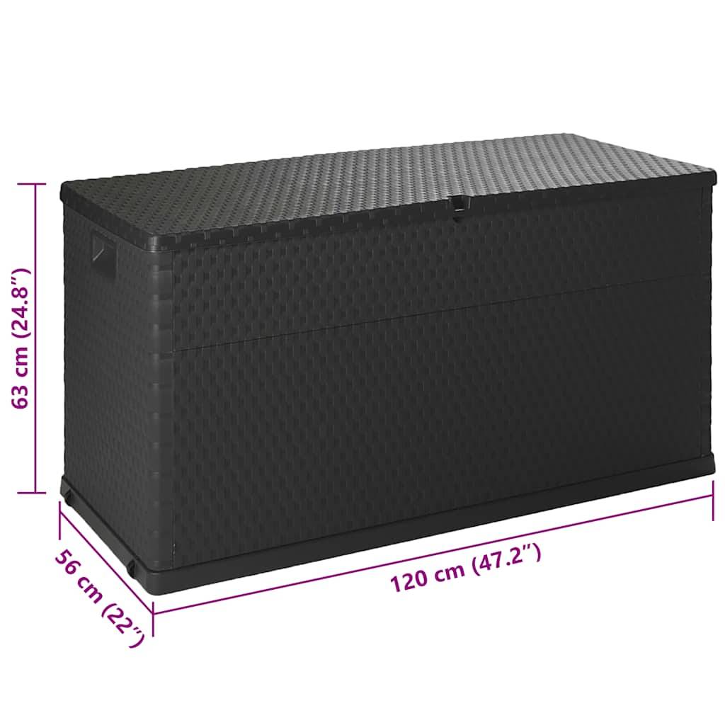 vidaXL Garten-Aufbewahrungsbox Anthrazit 120x56x63 cm PP Rattan