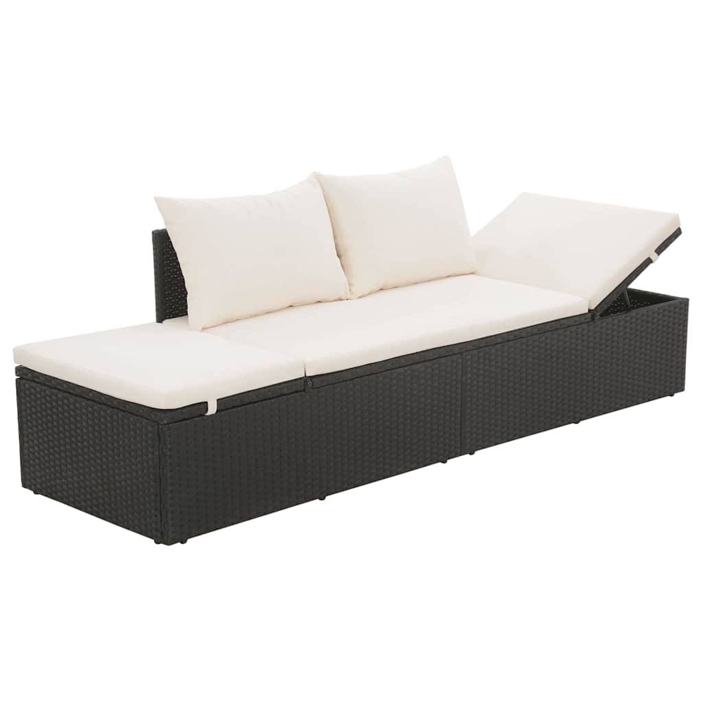 vidaXL Gartenbett Schwarz 195×60 cm Poly Rattan