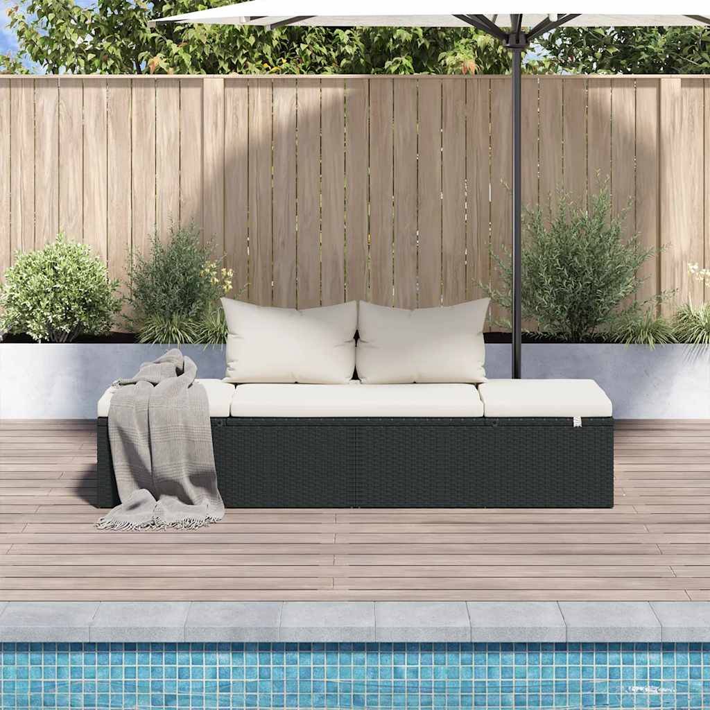 vidaXL Gartenbett Schwarz 195×60 cm Poly Rattan