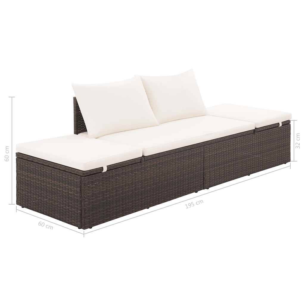 vidaXL Gartenbett Braun 195×60 cm Poly Rattan