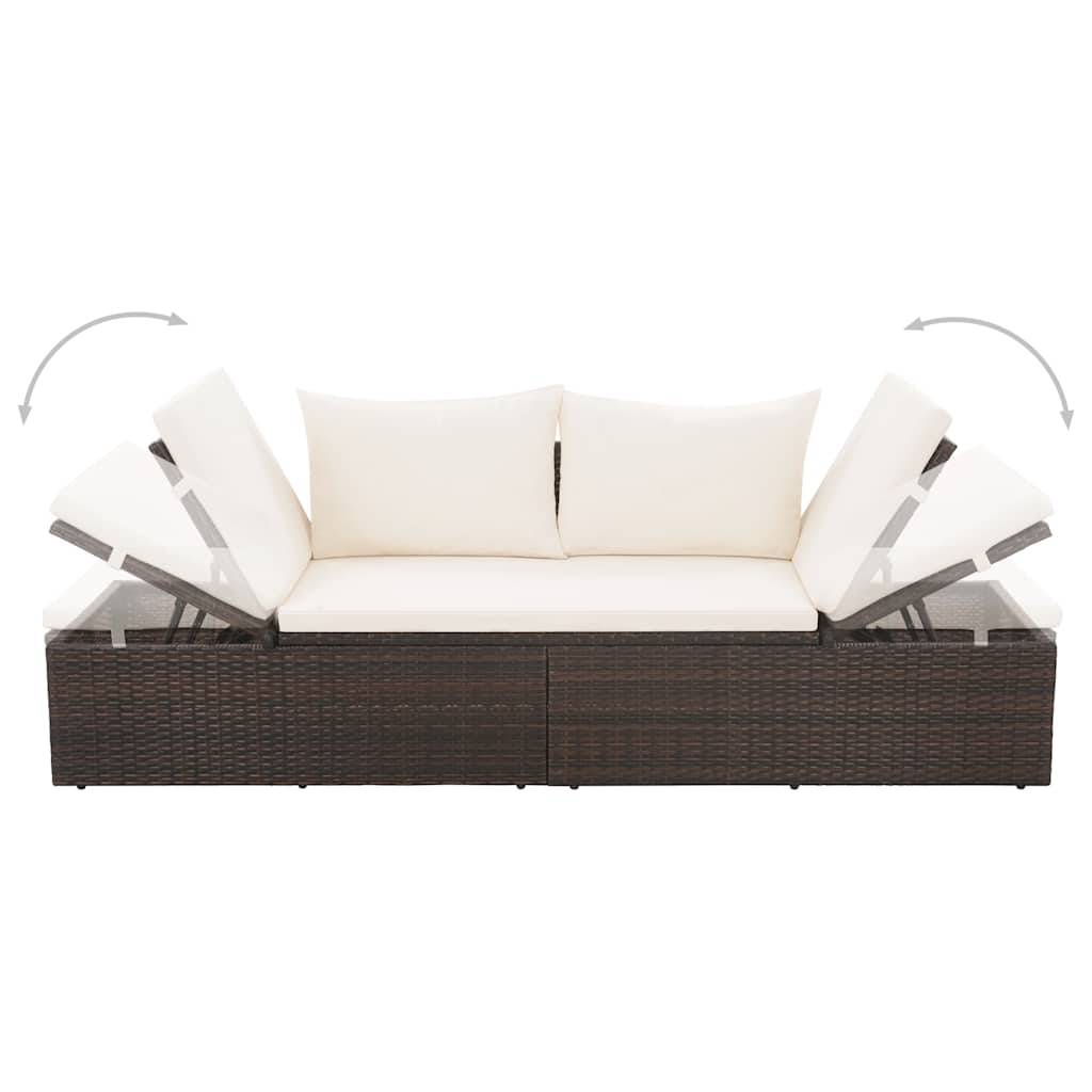 vidaXL Gartenbett Braun 195×60 cm Poly Rattan
