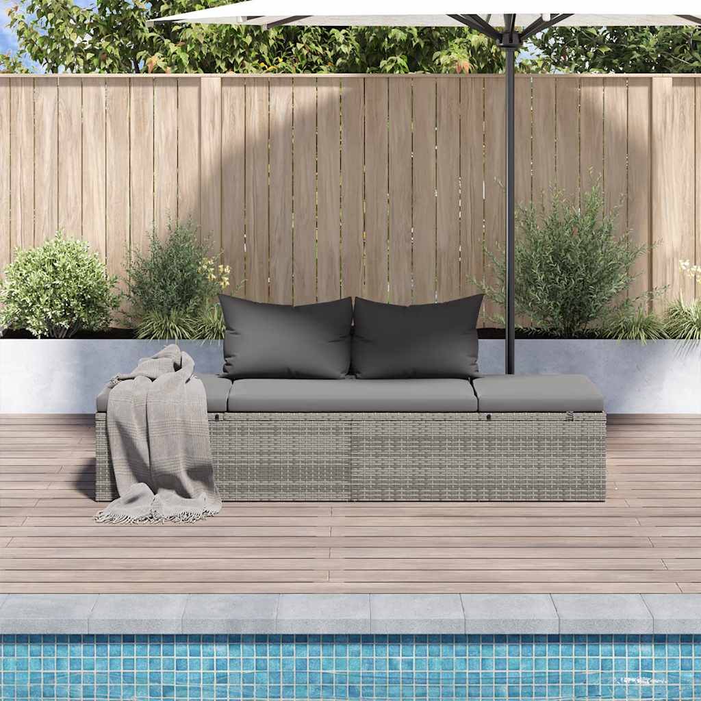 vidaXL Gartenbett Grau 195×60 cm Poly Rattan