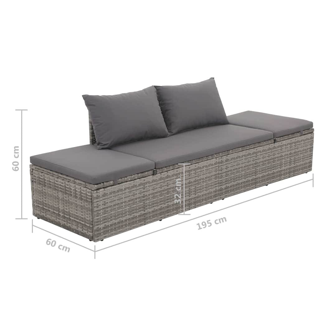 vidaXL Gartenbett Grau 195×60 cm Poly Rattan
