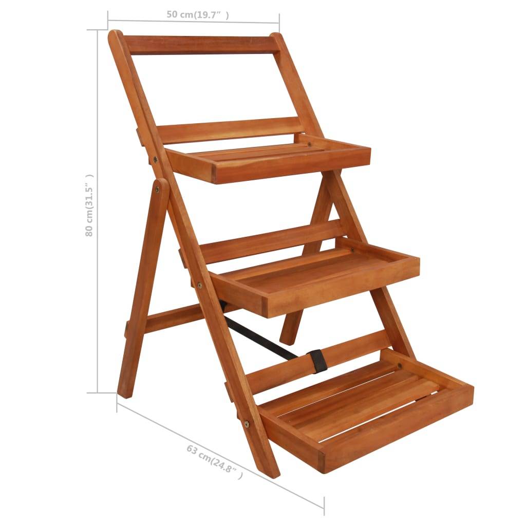 vidaXL Blumenständer 3 Stufen 50 x 63 x 80 cm Massivholz Akazie