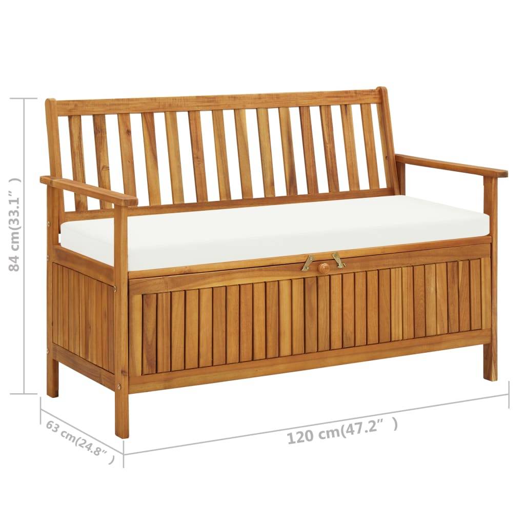 vidaXL Garten Aufbewahrungsbank Akazienholz Massiv 120 x 63 x 84 cm