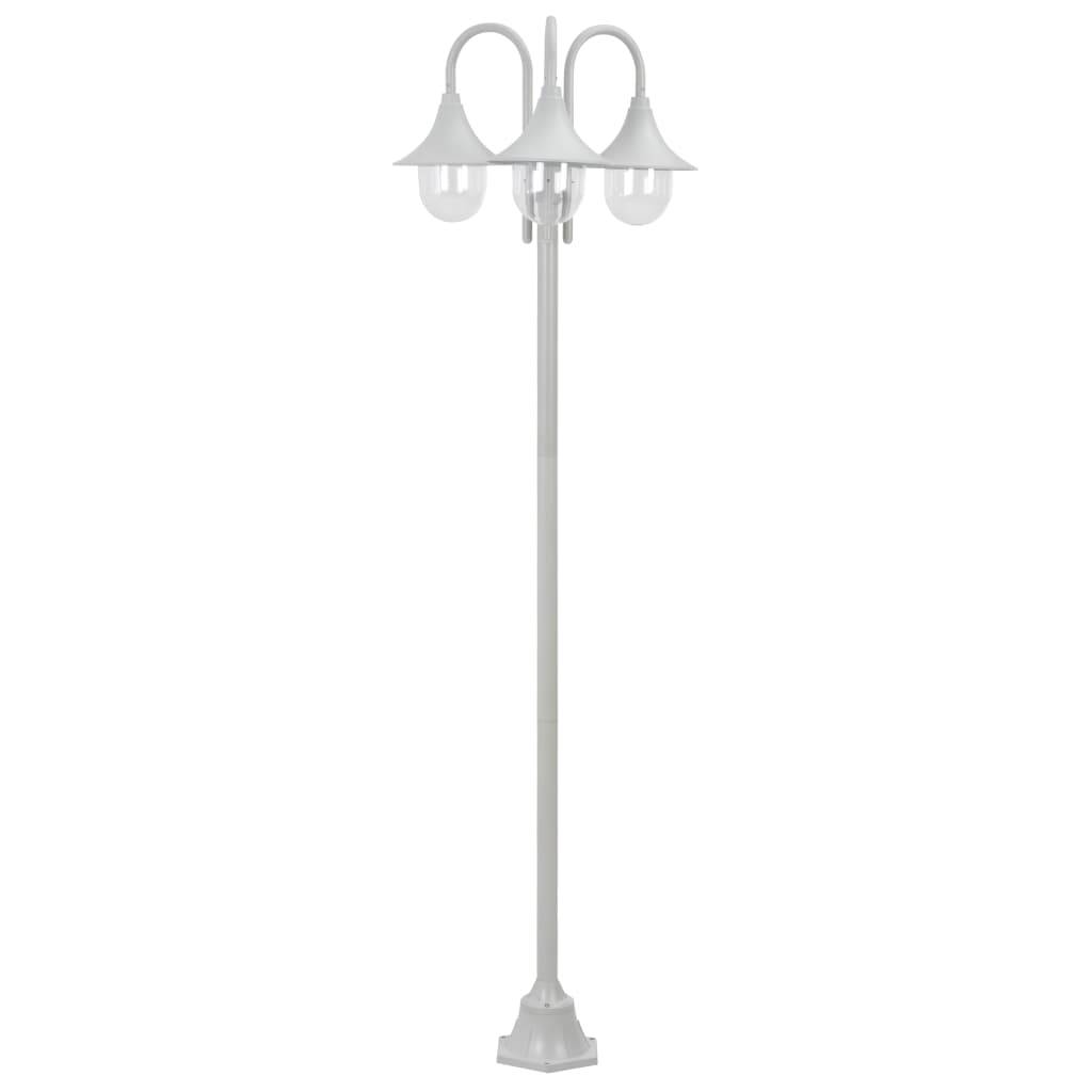 vidaXL Garten-Pollerleuchte E27 220 cm Aluminium 3-Laterne Weiß