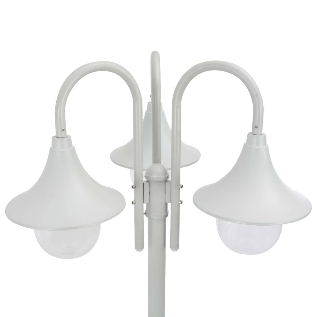 vidaXL Garten-Pollerleuchte E27 220 cm Aluminium 3-Laterne Weiß