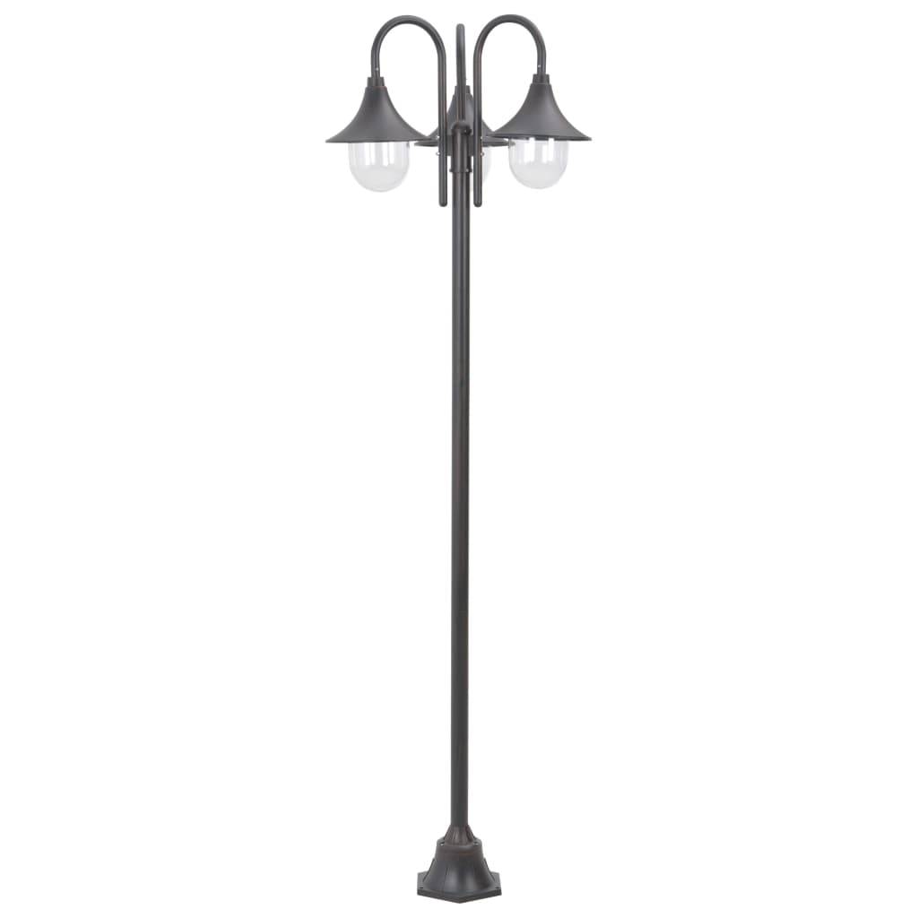 vidaXL Garten-Pollerleuchte E27 220 cm Aluminium 3-Laterne Bronze
