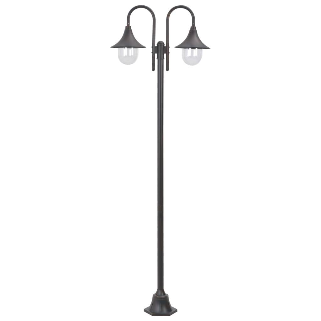 vidaXL Garten-Pollerleuchte E27 220 cm Aluminium 2-Laterne Bronze