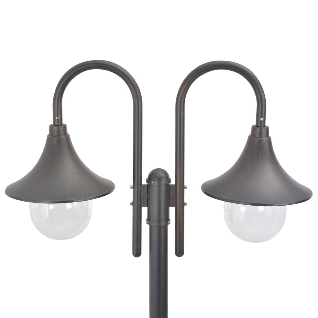 vidaXL Garten-Pollerleuchte E27 220 cm Aluminium 2-Laterne Bronze
