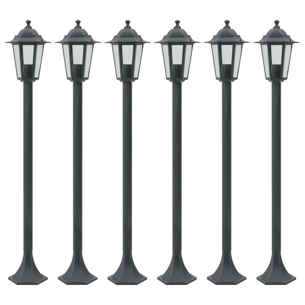 vidaXL Garten-Pollerleuchte 6 Stk. E27 110 cm Aluminium Dunkelgrün