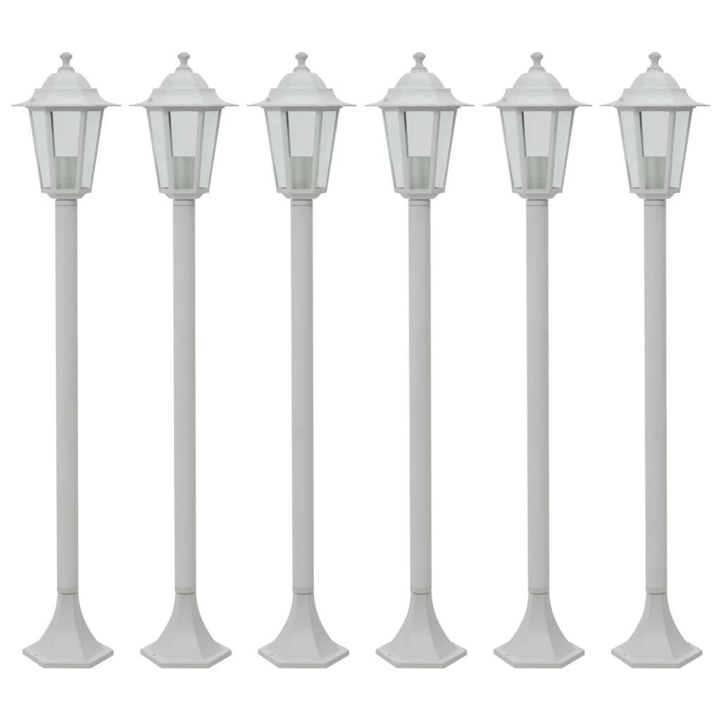 vidaXL Garten-Pollerleuchte 6 Stk. E27 110 cm Aluminium Weiß