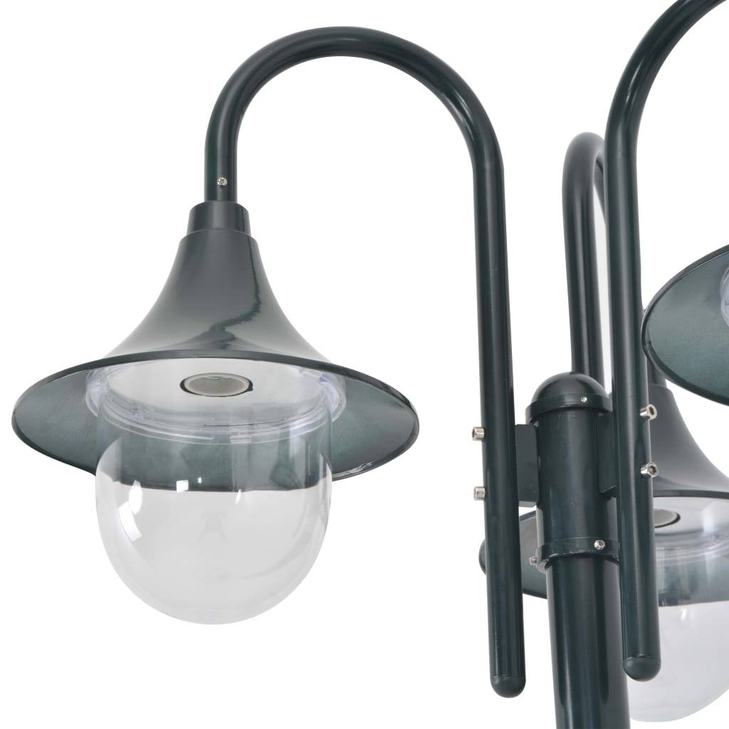 vidaXL Garten-Pollerleuchte E27 220 cm Aluminium 3-Laterne Dunkelgrün