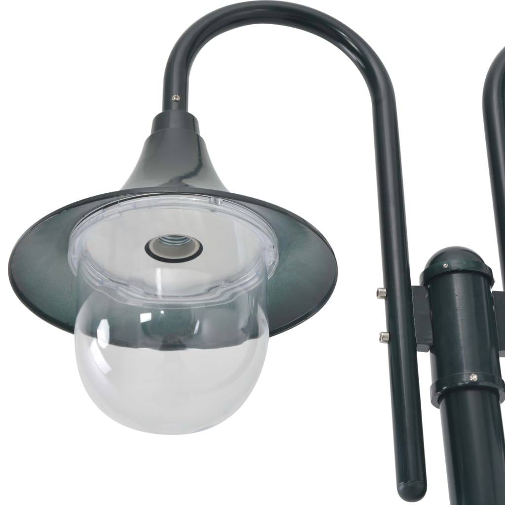vidaXL Garten-Pollerleuchte E27 220 cm Aluminium 2-Laterne Dunkelgrün