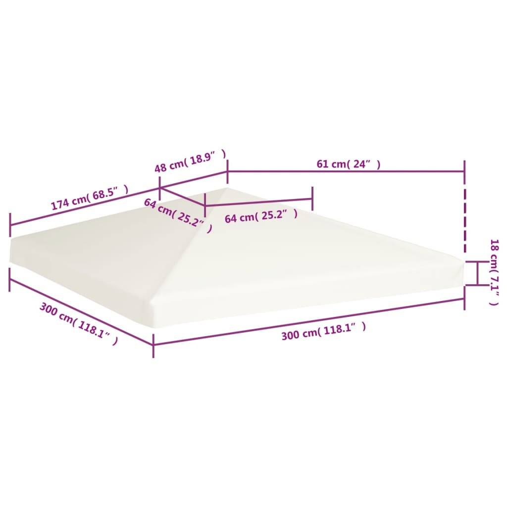 vidaXL Pavillondach 310 g/m² 3x3 m Cremeweiß