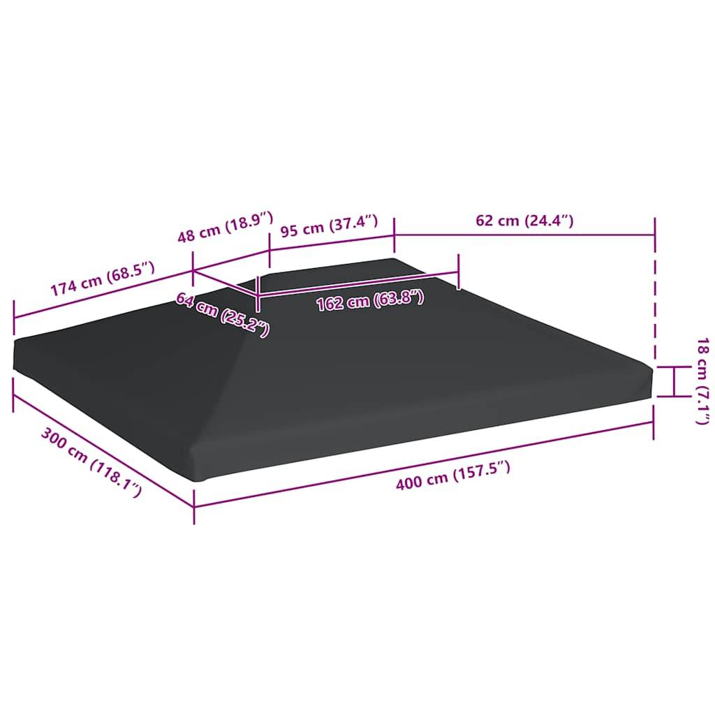 vidaXL Pavillondach 310 g/m² 4x3 m Grau