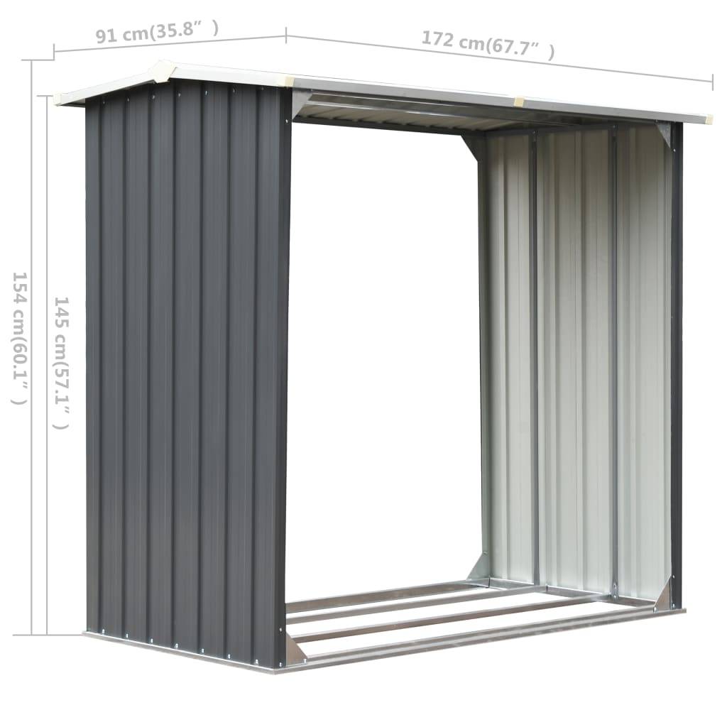 vidaXL Brennholzlager Verzinkter Stahl 172 x 91 x 154 cm Grau