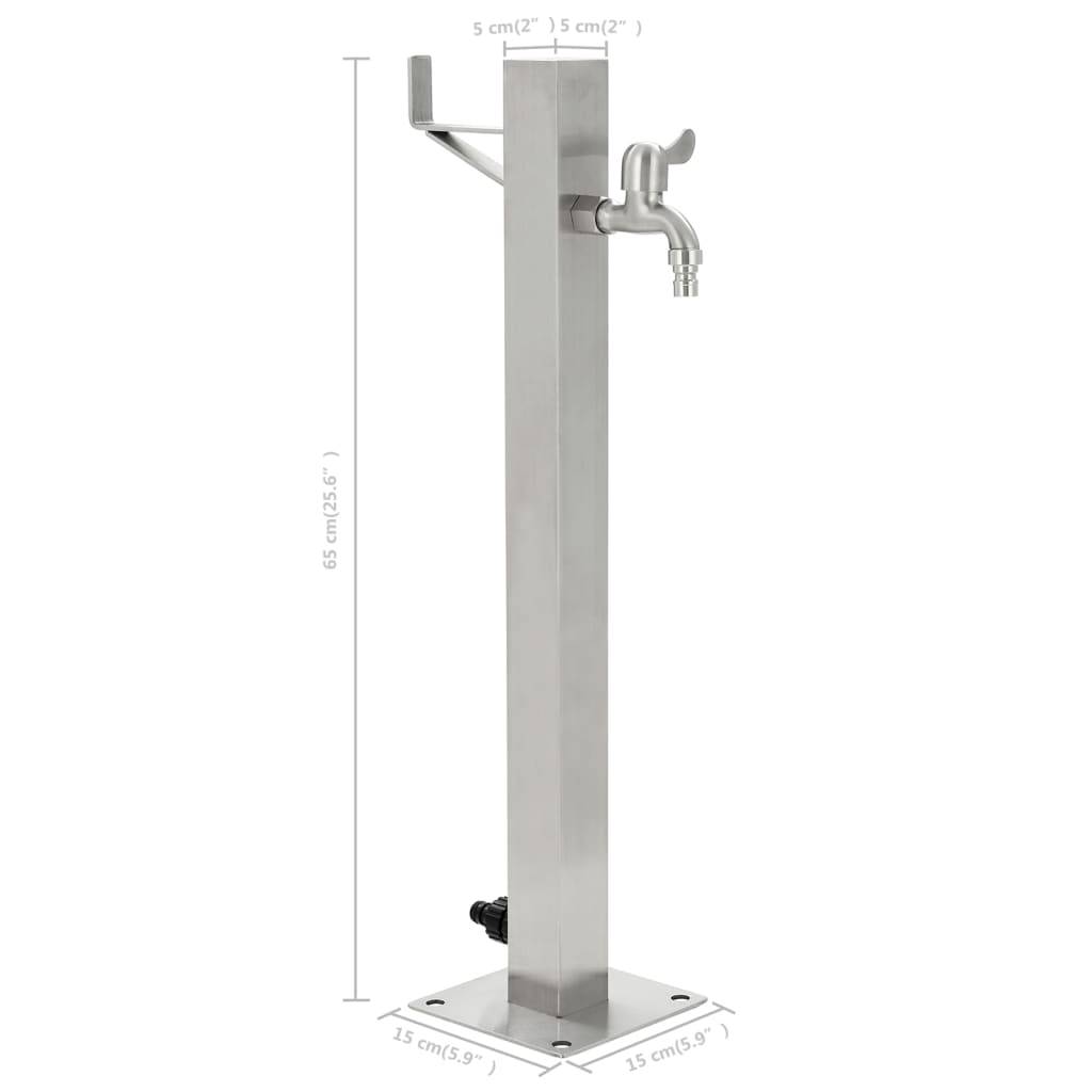 vidaXL Garten-Wassersäule Edelstahl Quadratisch 65 cm