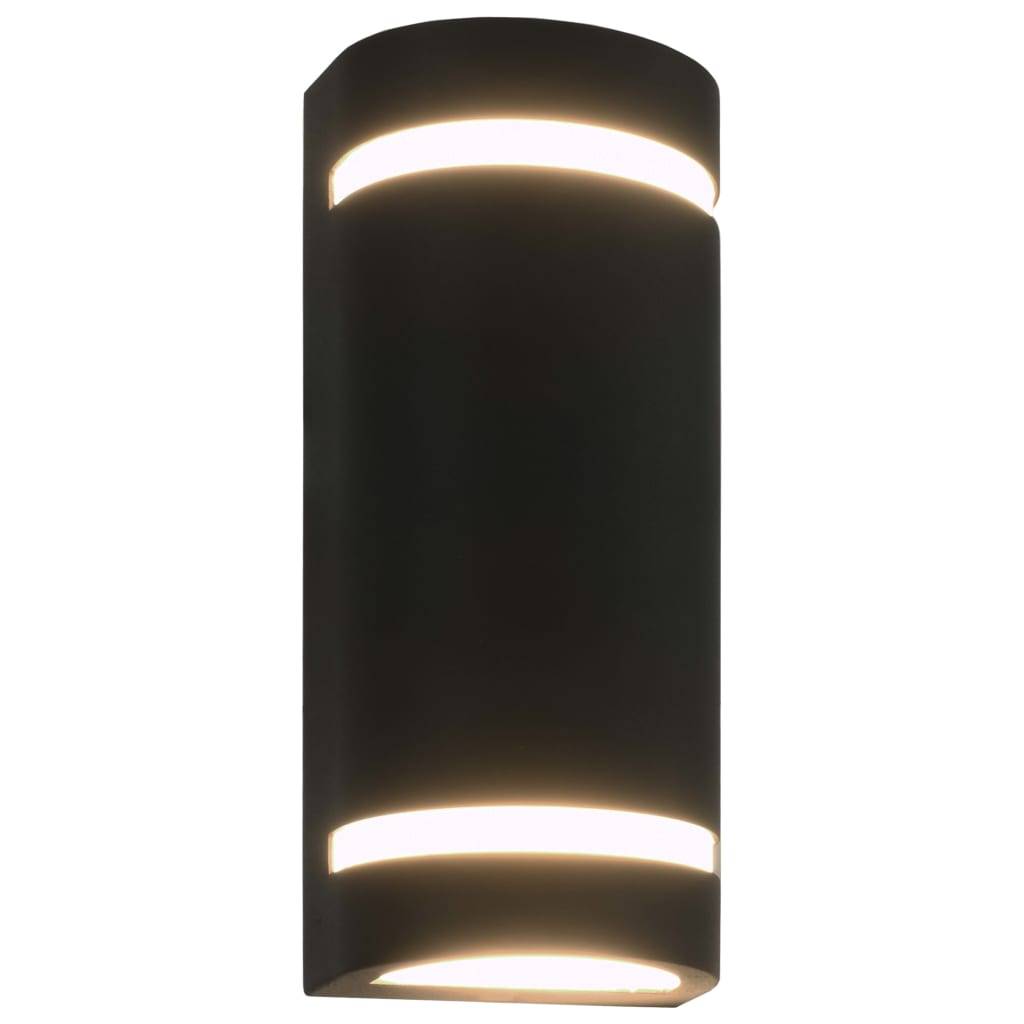 vidaXL Außenwandleuchten 2 Stk. 35 W Schwarz Halbrund