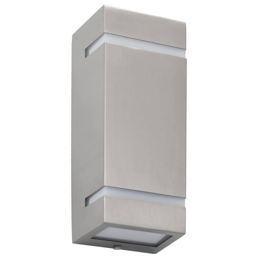 vidaXL Außenwandleuchten 2 Stk. 35 W Silbern Rechteckig
