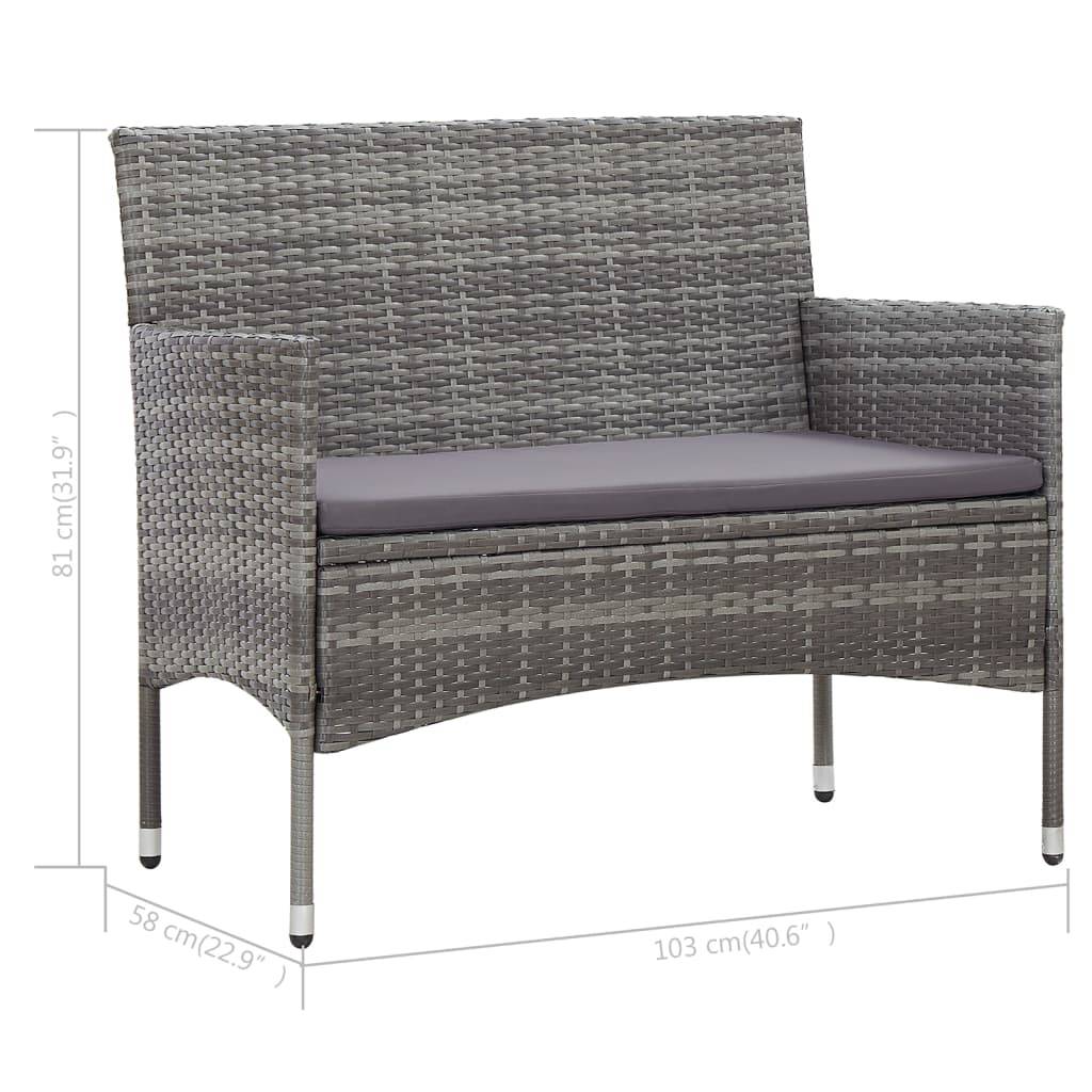 vidaXL 4-tlg. Garten-Lounge-Set mit Auflagen Poly Rattan Grau