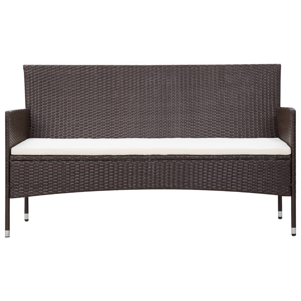 vidaXL 5-tlg. Garten-Lounge-Set mit Auflagen Poly Rattan Braun