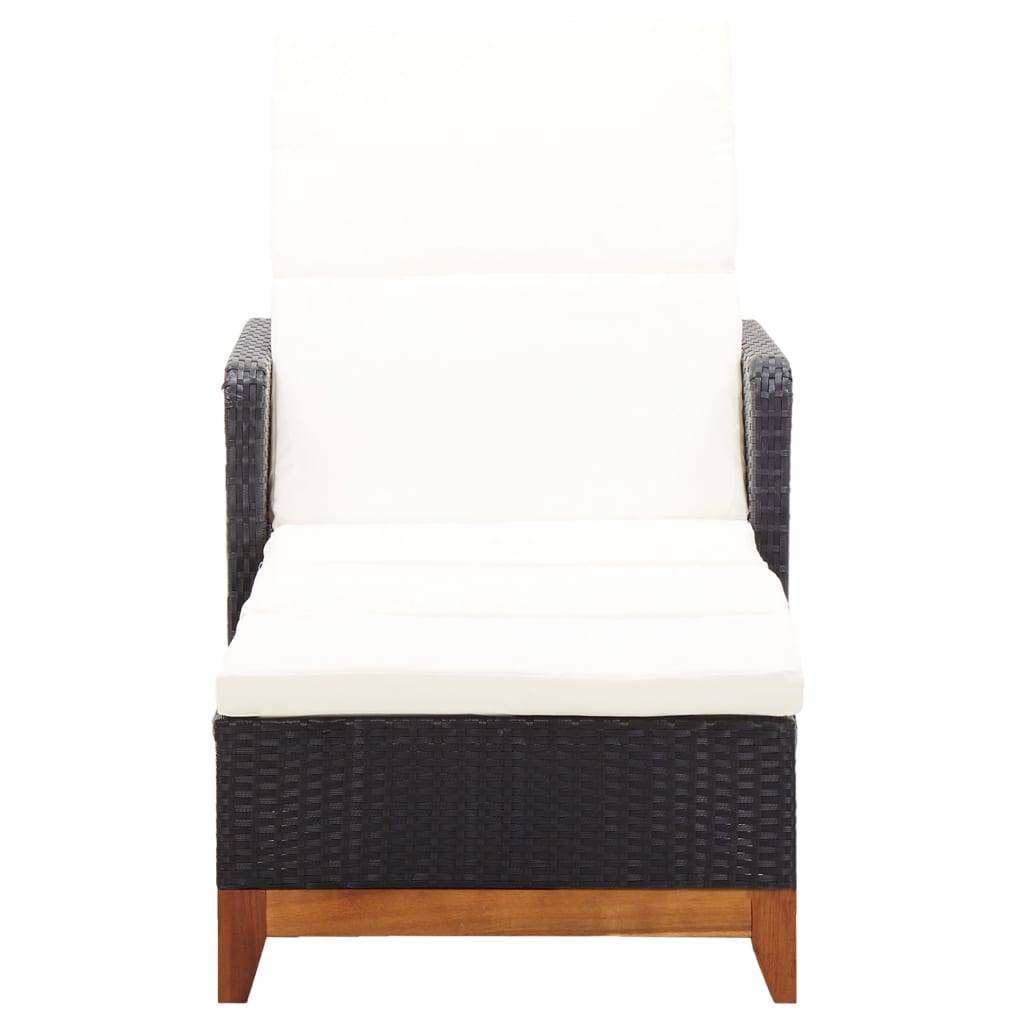 vidaXL Sonnenliege Poly Rattan und Massivholz Akazie Schwarz