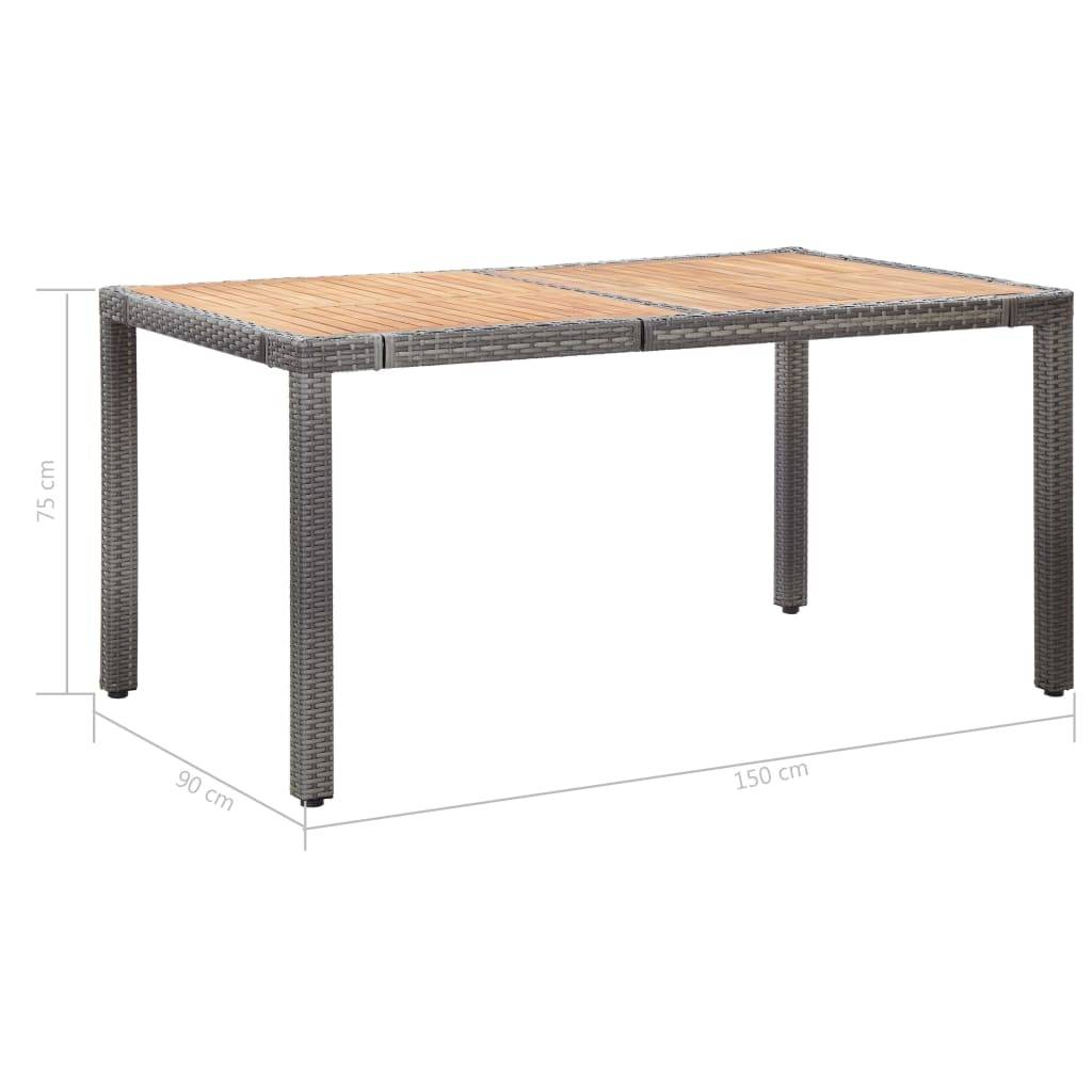 vidaXL 7-tlg. Garten-Essgruppe mit Auflagen Poly Rattan Grey