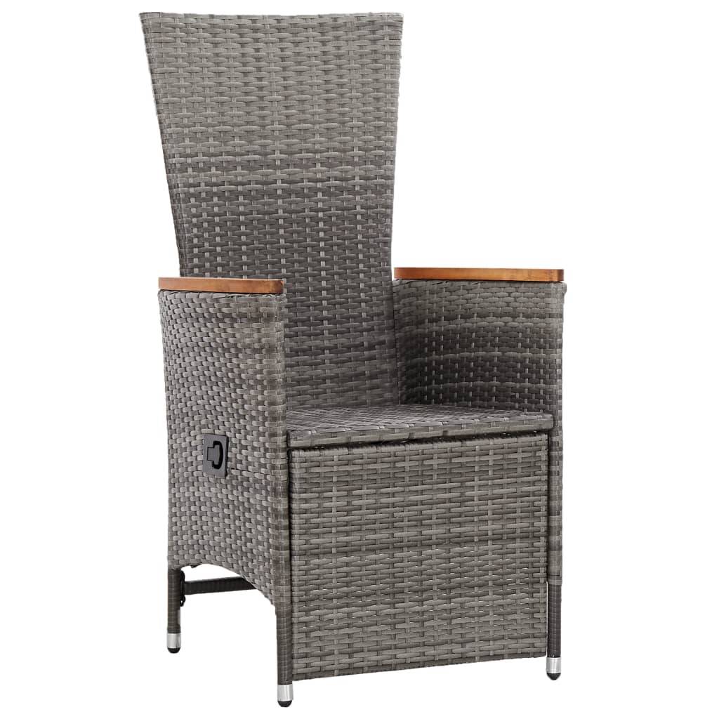 vidaXL Garten-Liegestühle 2 Stk. mit Auflagen Poly Rattan Grau