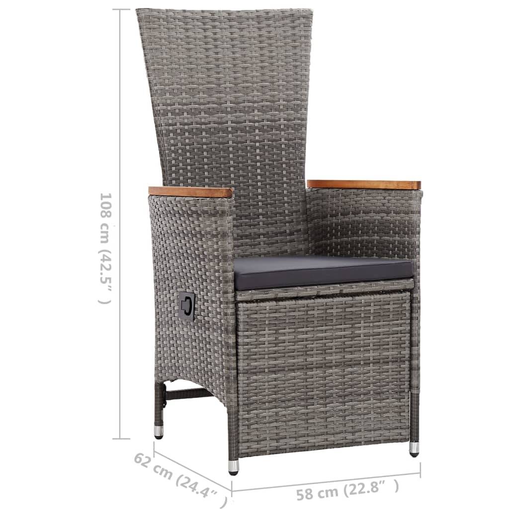 vidaXL Garten-Liegestühle 2 Stk. mit Auflagen Poly Rattan Grau