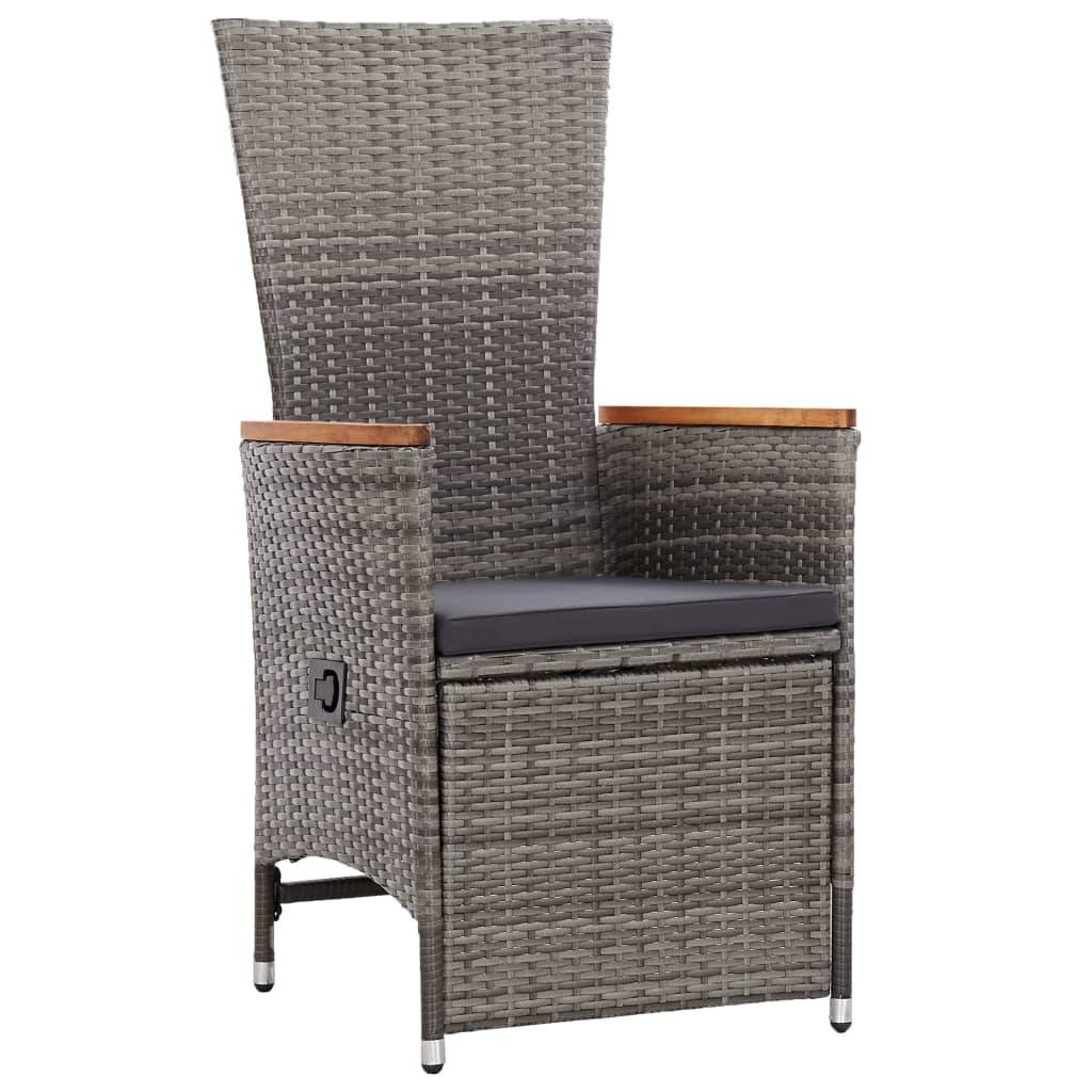 vidaXL Garten-Liegestühle 2 Stk. mit Auflagen Poly Rattan Grau