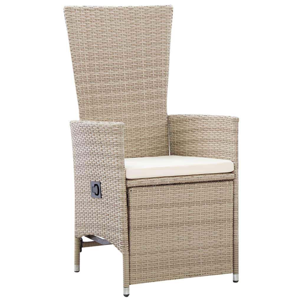 vidaXL Garten-Liegestühle 2 Stk. mit Auflagen Poly Rattan Beige