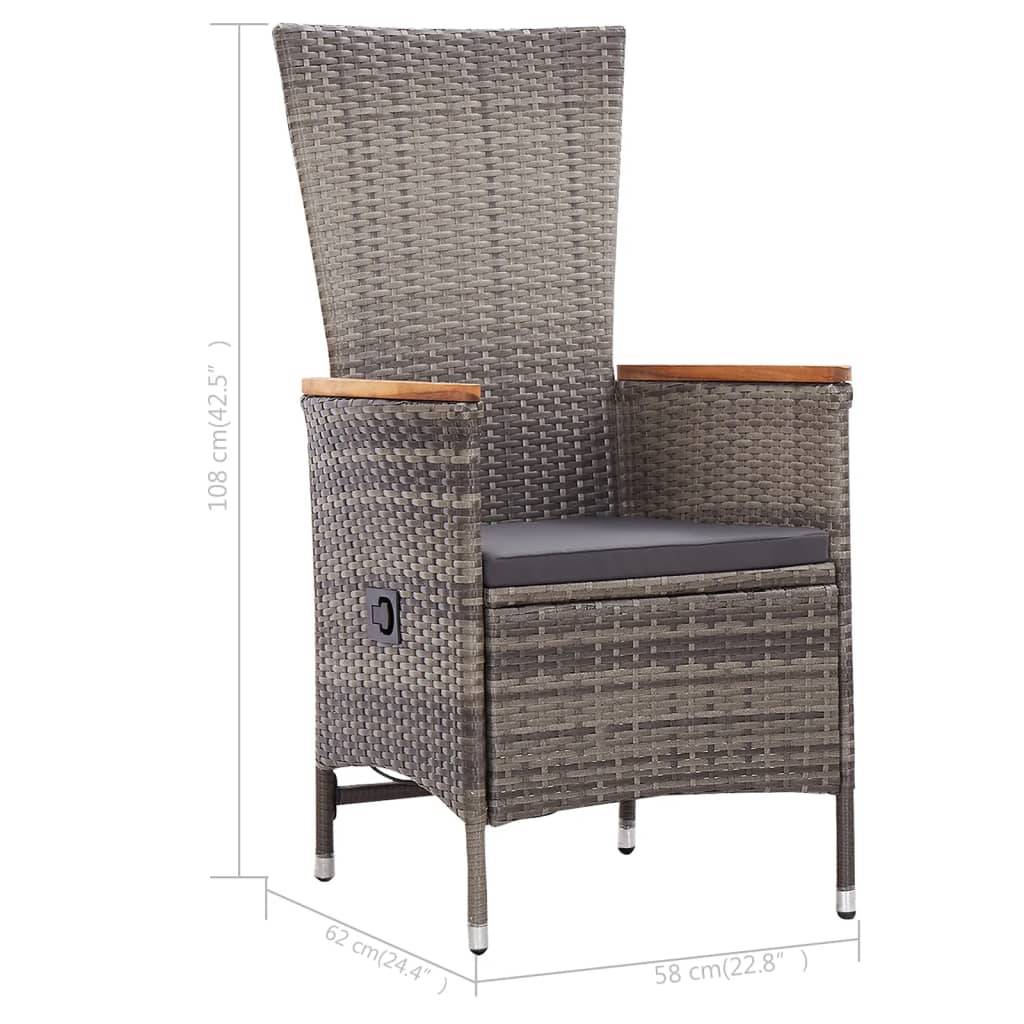 vidaXL Gartenstühle 2 Stk. mit Auflagen Poly Rattan Grau