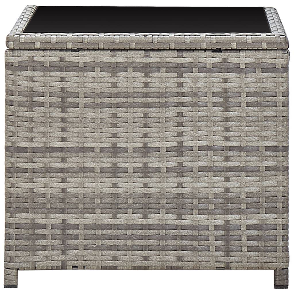 vidaXL Couchtisch Grau 45x45x40 cm Poly Rattan und Glas